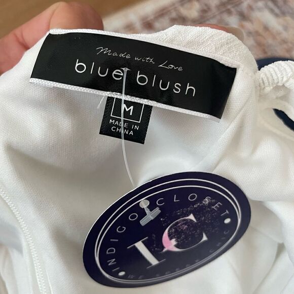 NWT Blue Blush Off White Ruffle Mini Dress - Picture 4 of 4